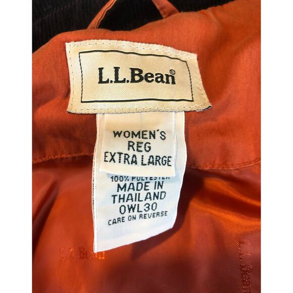 L.L. Bean Quilted Orange Fall Vest With brown corduroy collar size XL - Picture 9 of 12